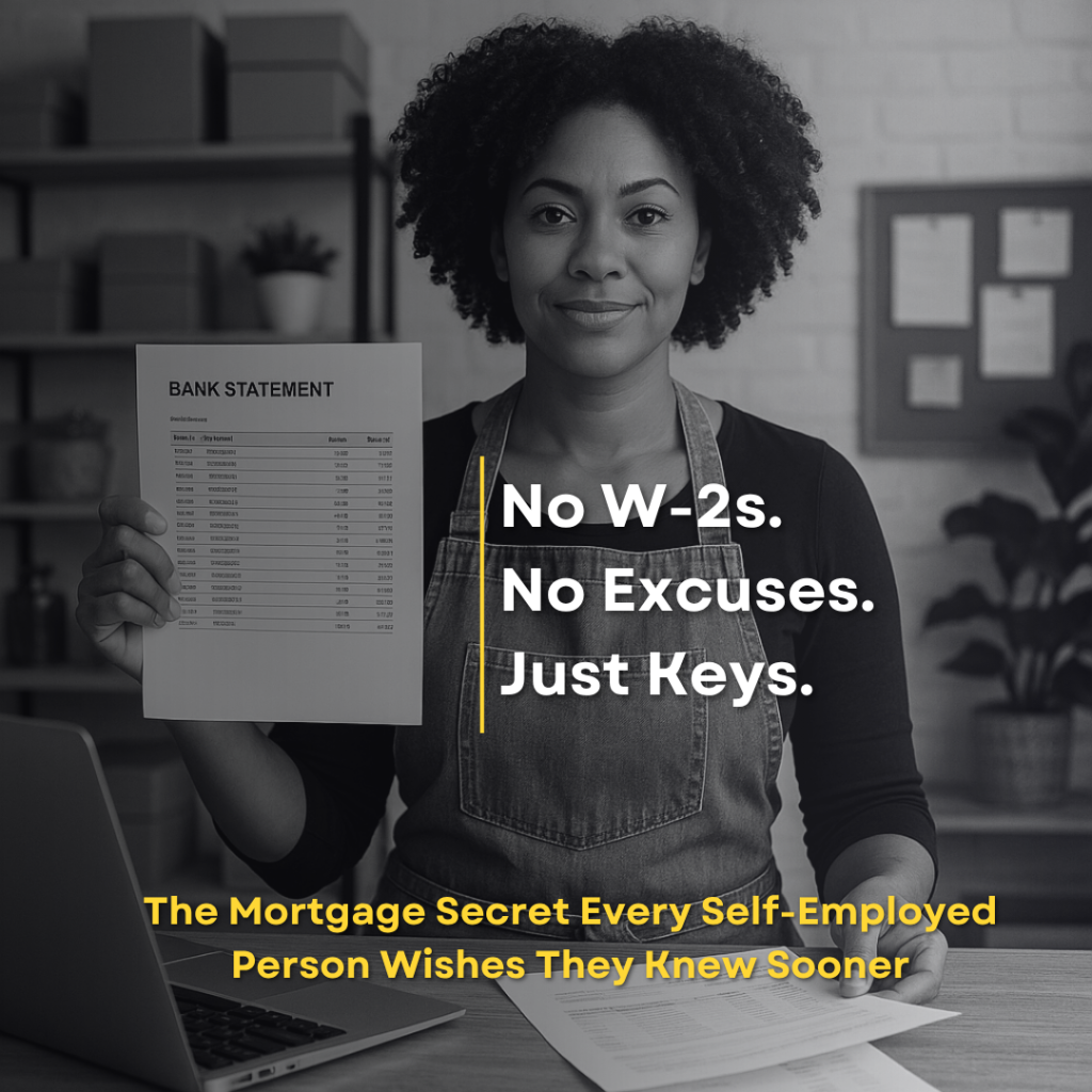 Self-employed woman holding a bank statement — Bank Statement Loan with Martini Mortgage Group helps homebuyers qualify without W-2s or tax returns