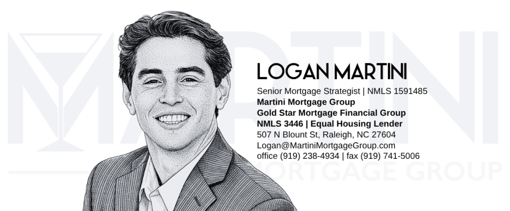 Professional illustrated portrait of Logan Martini, Senior Mortgage Strategist at Martini Mortgage Group in Raleigh, NC, trusted fiduciary mortgage advisor helping Raleigh homebuyers with personalized loan strategy.